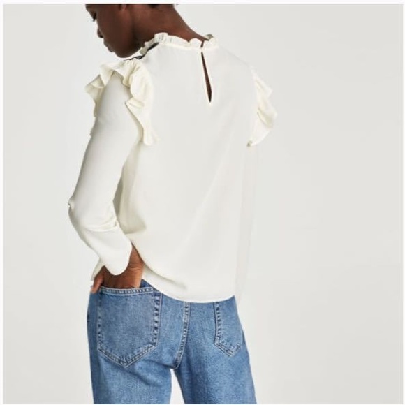 SOLD 2/$20 Women Long sleeve blouse with lace accent - Picture 2 of 5